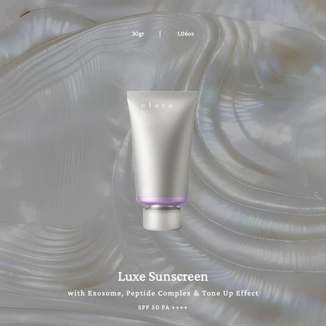 ELARA Luxe Sunscreen 30gr Anti Aging SPF 50 PA++++ With Exosome, Peptide Complex & Tone Up Effect